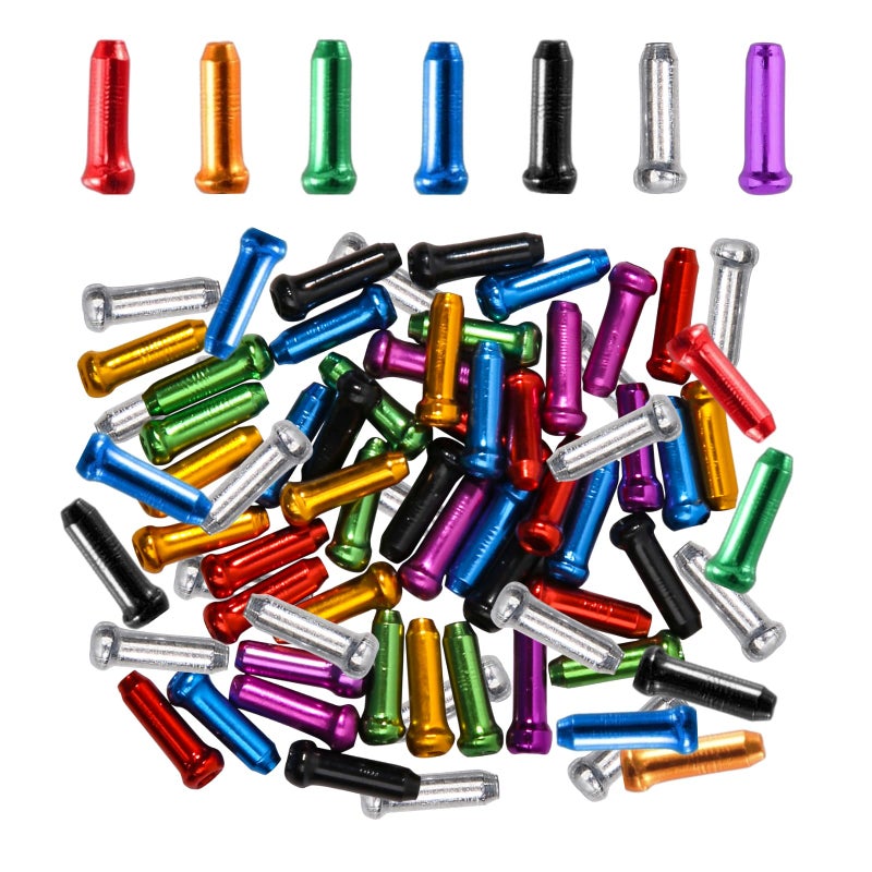 EACOZY 100PCS Bike Brake Cable End Cap Crimps, Cable End Tips for Road Mountain Bicycle, Colorful - Image 1